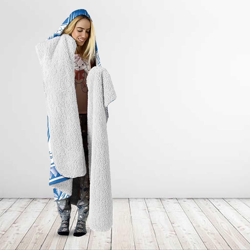 Toa Samoa Rugby Custom Hooded Blanket Uso aso uma Samoan Pattern White - Polynesian Pride