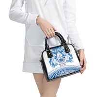 Toa Samoa Rugby Custom Shoulder Handbag Uso aso uma Samoan Pattern White - Polynesian Pride