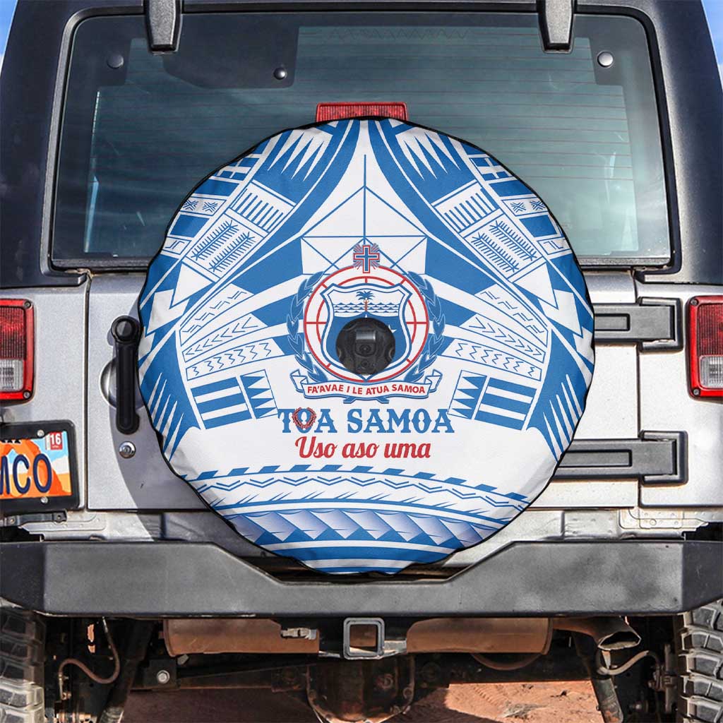 Toa Samoa Rugby Custom Spare Tire Cover Uso aso uma Samoan Pattern White - Polynesian Pride