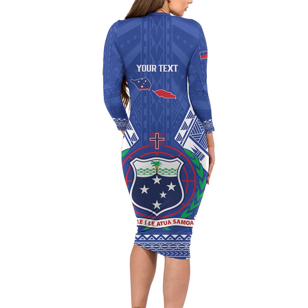 Personalised Samoa 685 Family Matching Long Sleeve Bodycon Dress and Hawaiian Shirt Samoan Pride Coat Of Arms LT14 - Polynesian Pride