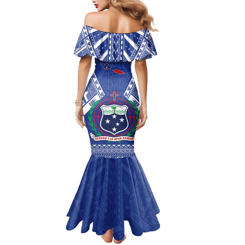 Personalised Samoa 685 Family Matching Mermaid Dress and Hawaiian Shirt Samoan Pride Coat Of Arms LT14 - Polynesian Pride