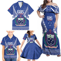Personalised Samoa 685 Family Matching Off Shoulder Maxi Dress and Hawaiian Shirt Samoan Pride Coat Of Arms LT14 - Polynesian Pride