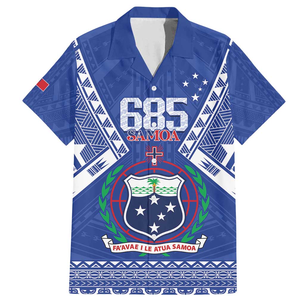 Personalised Samoa 685 Family Matching Off Shoulder Maxi Dress and Hawaiian Shirt Samoan Pride Coat Of Arms LT14 Dad's Shirt - Short Sleeve Blue - Polynesian Pride