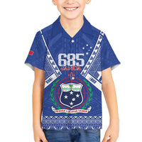Personalised Samoa 685 Family Matching Off Shoulder Short Dress and Hawaiian Shirt Samoan Pride Coat Of Arms LT14 Son's Shirt Blue - Polynesian Pride