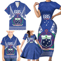Personalised Samoa 685 Family Matching Short Sleeve Bodycon Dress and Hawaiian Shirt Samoan Pride Coat Of Arms LT14 - Polynesian Pride