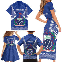Personalised Samoa 685 Family Matching Short Sleeve Bodycon Dress and Hawaiian Shirt Samoan Pride Coat Of Arms LT14 - Polynesian Pride