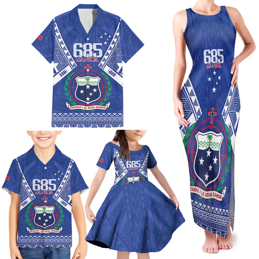 Personalised Samoa 685 Family Matching Tank Maxi Dress and Hawaiian Shirt Samoan Pride Coat Of Arms LT14 - Polynesian Pride