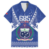 Personalised Samoa 685 Family Matching Tank Maxi Dress and Hawaiian Shirt Samoan Pride Coat Of Arms LT14 Dad's Shirt - Short Sleeve Blue - Polynesian Pride