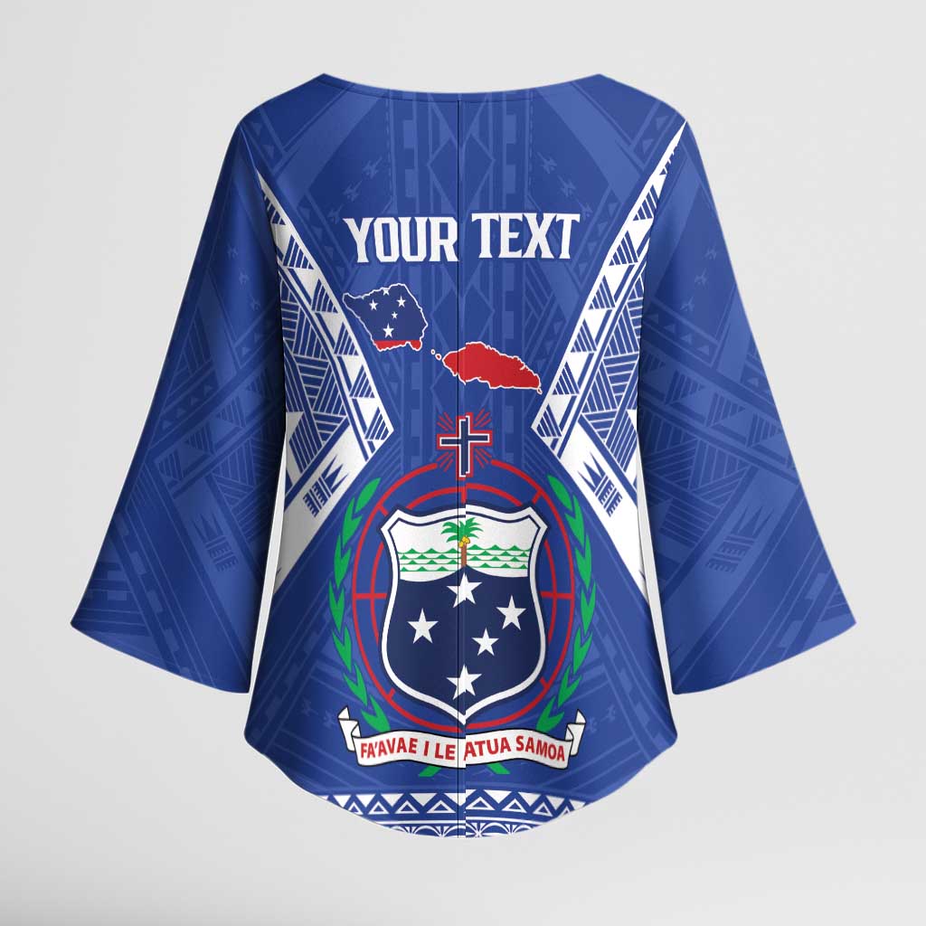 Personalised Samoa 685 Kimono Sleeve Blouse Samoan Pride Coat Of Arms - Polynesian Pride
