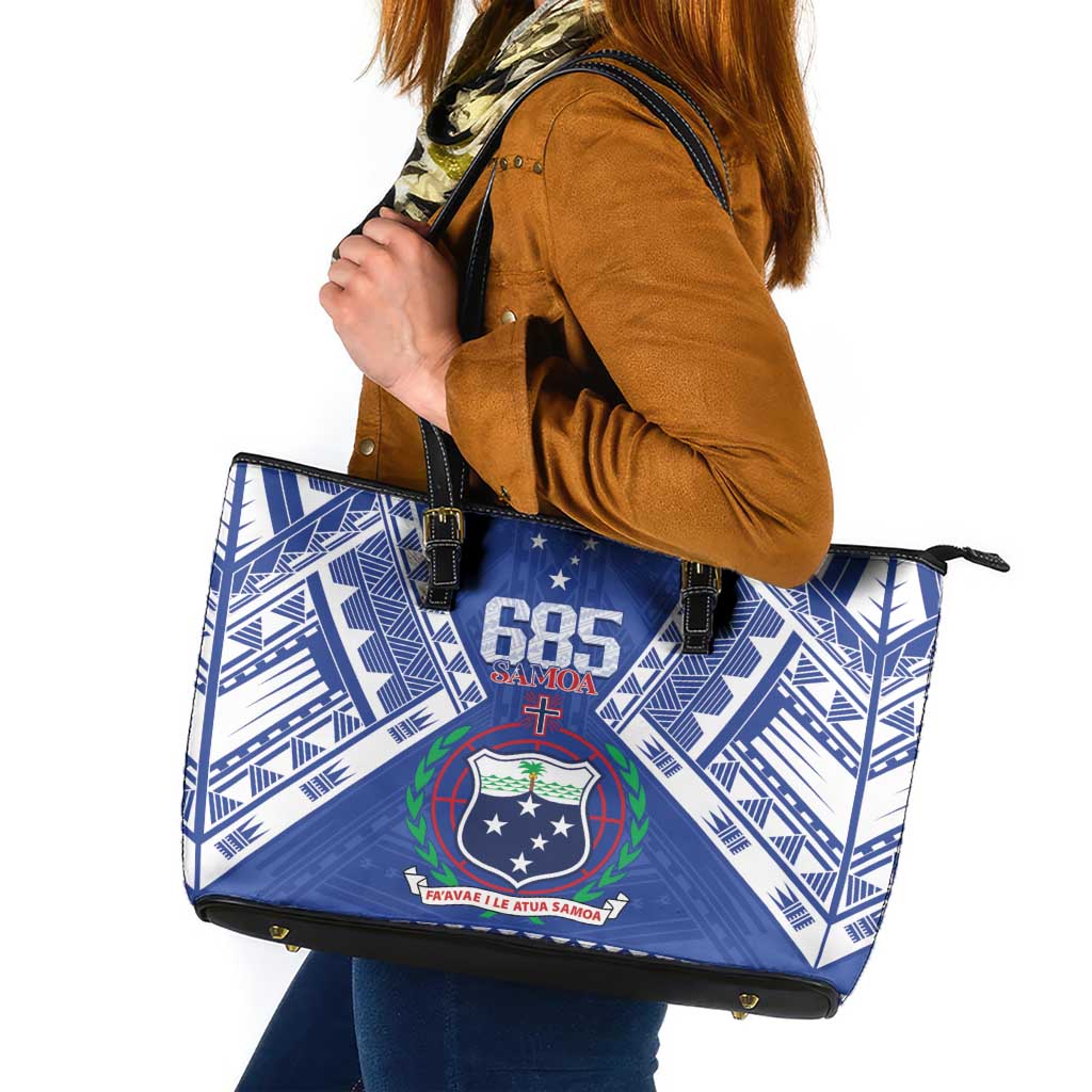 Samoa 685 Leather Tote Bag Samoan Pride Coat Of Arms - Polynesian Pride