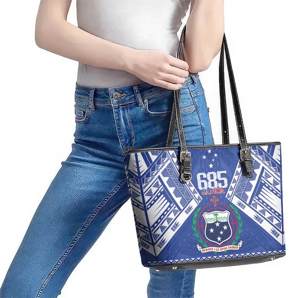 Samoa 685 Leather Tote Bag Samoan Pride Coat Of Arms - Polynesian Pride