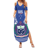Personalised Samoa 685 Summer Maxi Dress Samoan Pride Coat Of Arms - Polynesian Pride