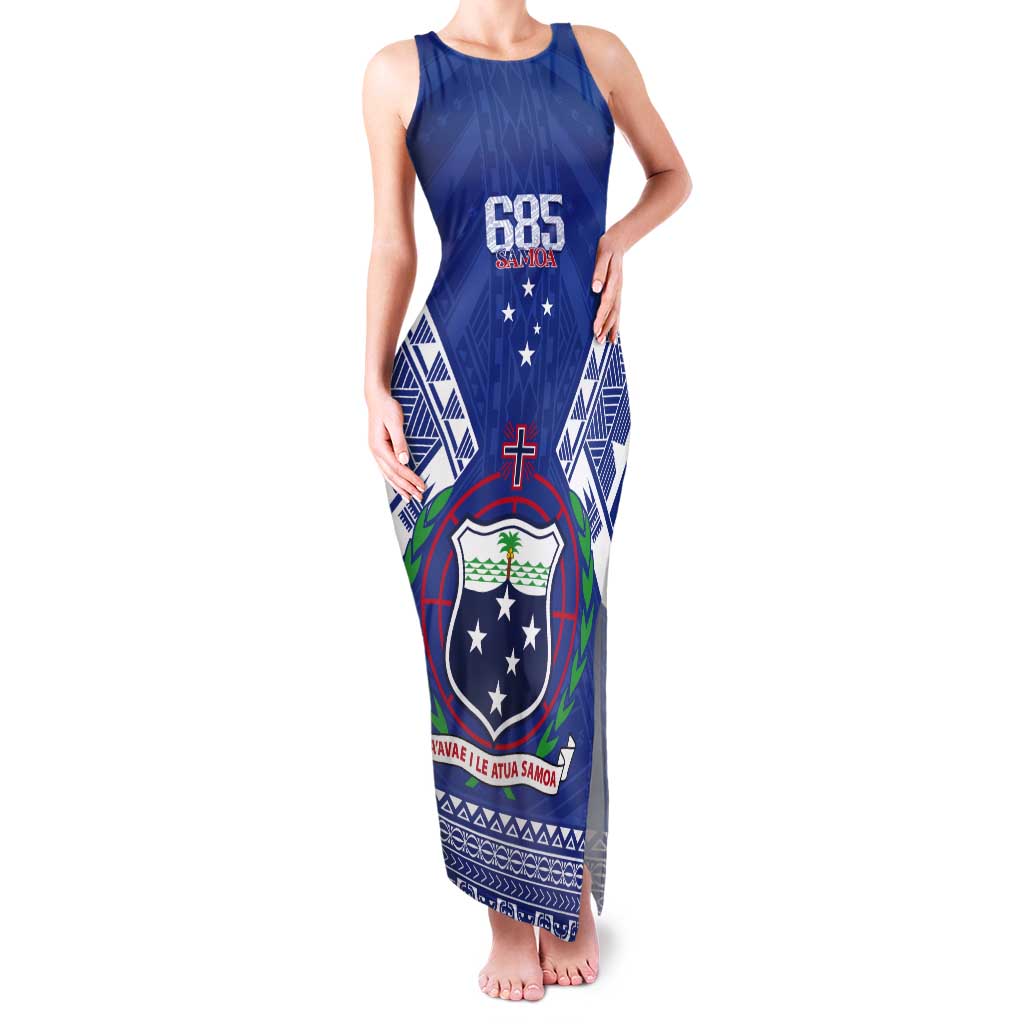 Personalised Samoa 685 Tank Maxi Dress Samoan Pride Coat Of Arms - Polynesian Pride