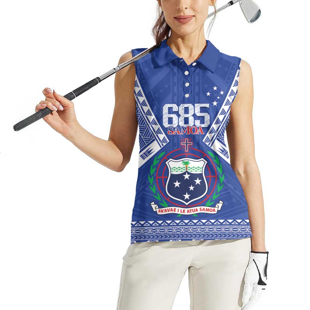 Personalised Samoa 685 Women Sleeveless Polo Shirt Samoan Pride Coat Of Arms - Polynesian Pride