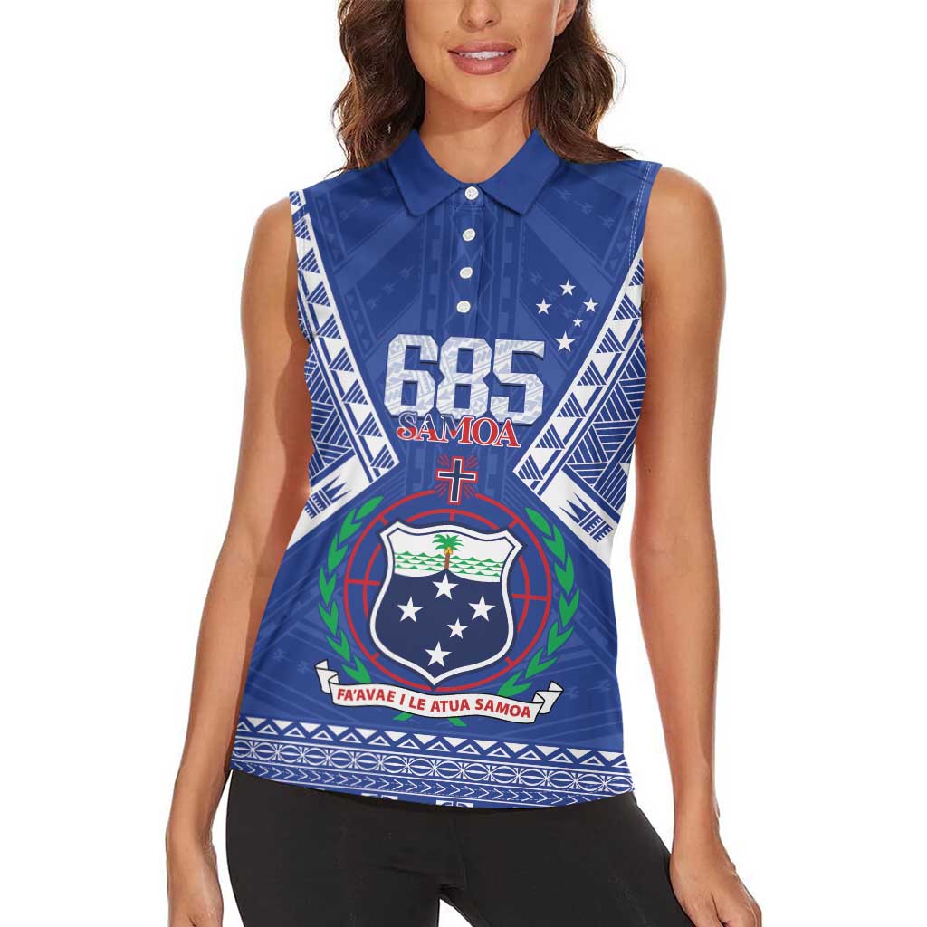 Personalised Samoa 685 Women Sleeveless Polo Shirt Samoan Pride Coat Of Arms - Polynesian Pride