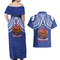 Toa Samoa Rugby Couples Matching Off Shoulder Maxi Dress and Hawaiian Shirt 685 Pride Tanoa Ula Fala - Polynesian Pride
