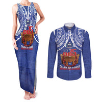 Toa Samoa Rugby Couples Matching Tank Maxi Dress and Long Sleeve Button Shirt 685 Pride Tanoa Ula Fala - Polynesian Pride