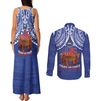 Toa Samoa Rugby Couples Matching Tank Maxi Dress and Long Sleeve Button Shirt 685 Pride Tanoa Ula Fala - Polynesian Pride