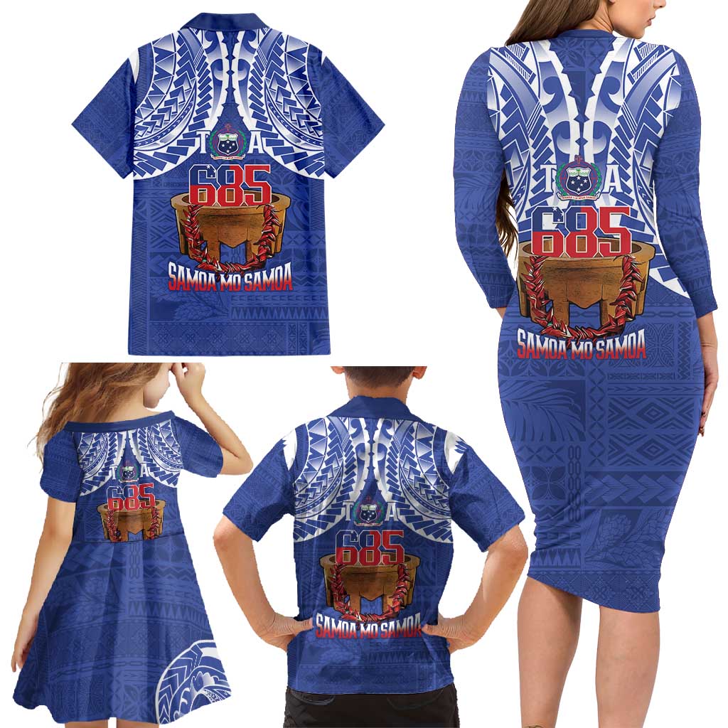 Toa Samoa Rugby Family Matching Long Sleeve Bodycon Dress and Hawaiian Shirt 685 Pride Tanoa Ula Fala LT14 - Polynesian Pride