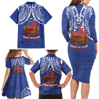 Toa Samoa Rugby Family Matching Long Sleeve Bodycon Dress and Hawaiian Shirt 685 Pride Tanoa Ula Fala LT14 - Polynesian Pride