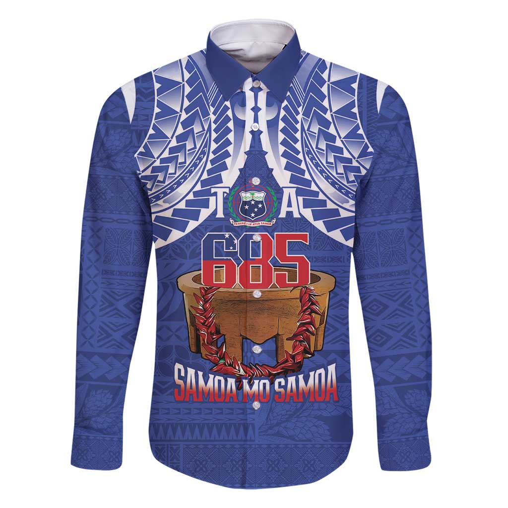 Toa Samoa Rugby Family Matching Mermaid Dress and Hawaiian Shirt 685 Pride Tanoa Ula Fala LT14 Dad's Shirt - Long Sleeve Blue - Polynesian Pride