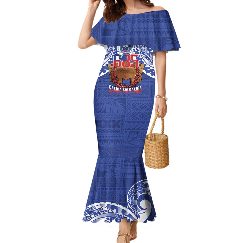 Toa Samoa Rugby Family Matching Mermaid Dress and Hawaiian Shirt 685 Pride Tanoa Ula Fala LT14 Mom's Dress Blue - Polynesian Pride