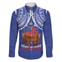 Toa Samoa Rugby Family Matching Tank Maxi Dress and Hawaiian Shirt 685 Pride Tanoa Ula Fala LT14 Dad's Shirt - Long Sleeve Blue - Polynesian Pride