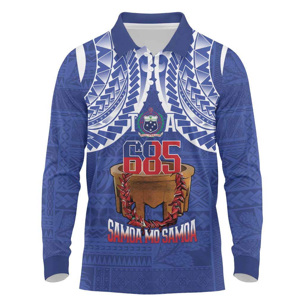 Toa Samoa Rugby Long Sleeve Polo Shirt 685 Pride Tanoa Ula Fala - Polynesian Pride