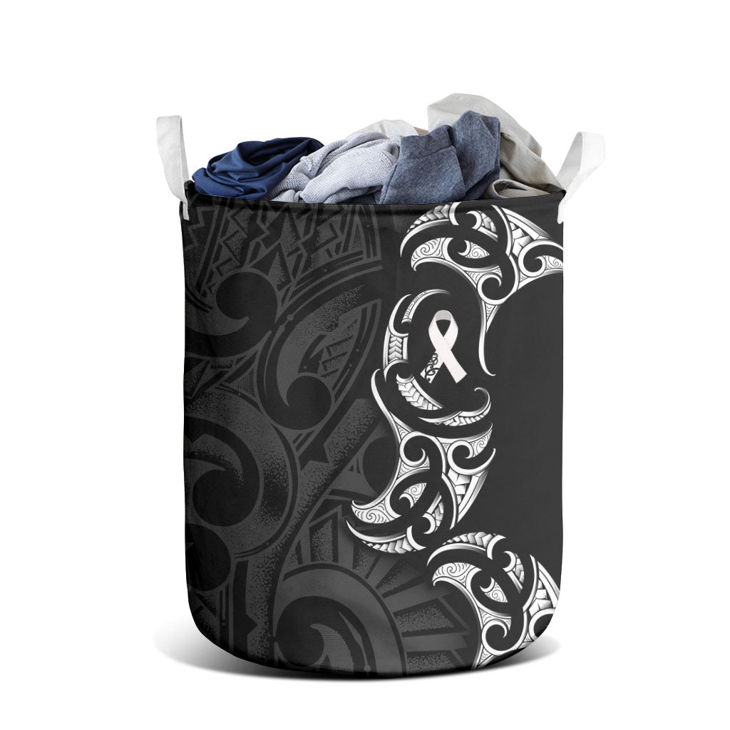 White Ribbon Day New Zealand Laundry Basket Aotearoa Maori Pattern LT14 - Polynesian Pride