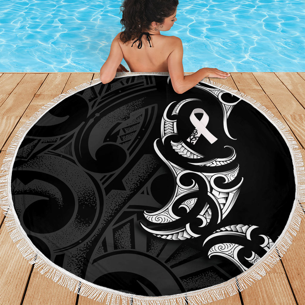 White Ribbon Day New Zealand Beach Blanket Aotearoa Maori Pattern LT14 - Polynesian Pride