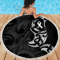 White Ribbon Day New Zealand Beach Blanket Aotearoa Maori Pattern LT14 - Polynesian Pride