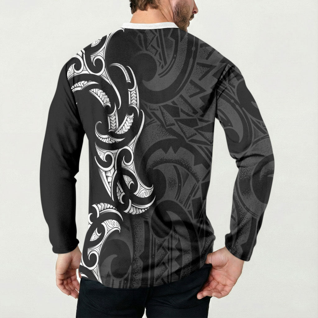 White Ribbon Day New Zealand Button Sweatshirt Aotearoa Maori Pattern LT14 - Polynesian Pride