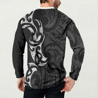 White Ribbon Day New Zealand Button Sweatshirt Aotearoa Maori Pattern LT14 - Polynesian Pride