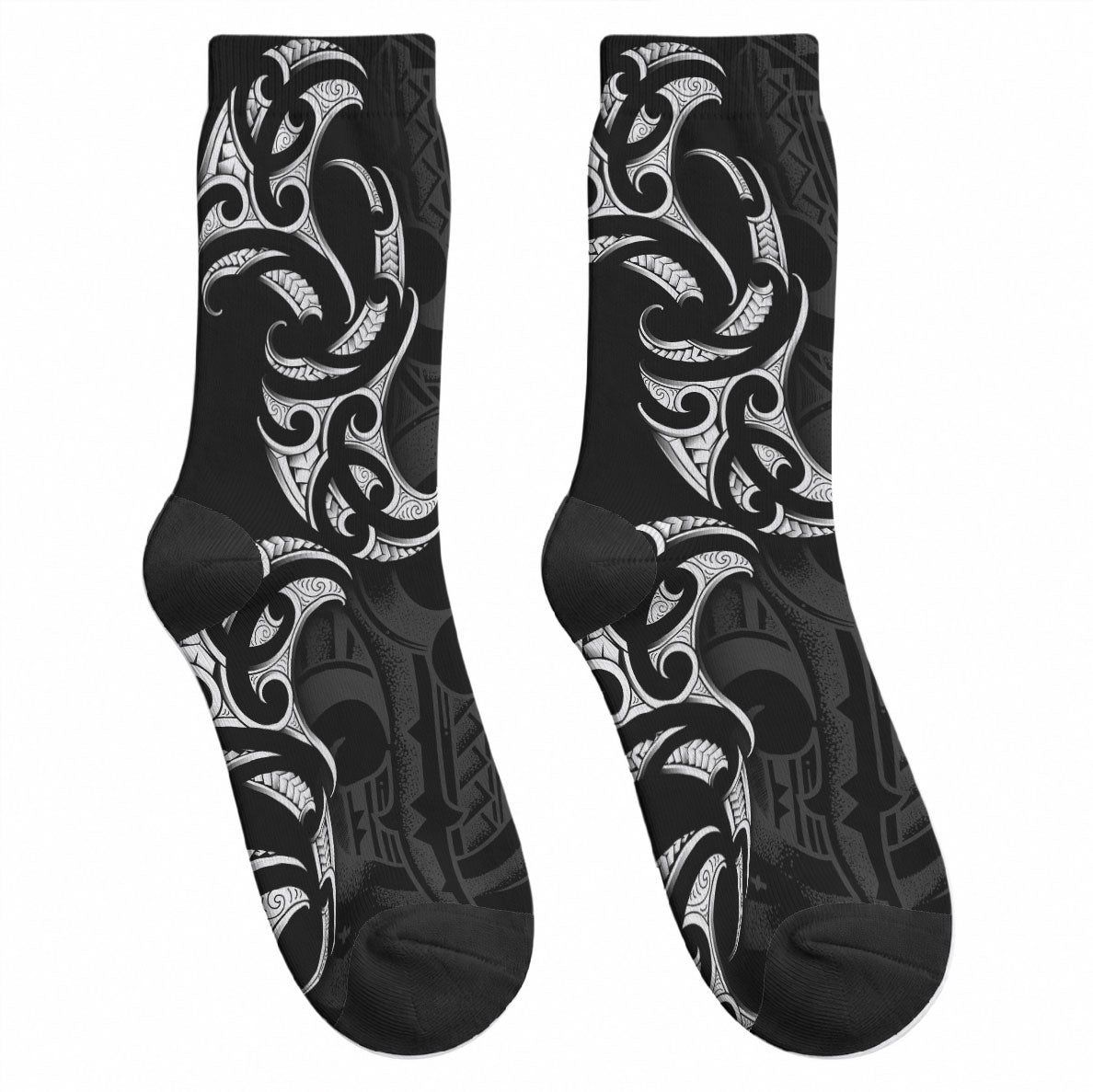 White Ribbon Day New Zealand Crew Socks Aotearoa Maori Pattern LT14 - Polynesian Pride