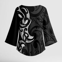 White Ribbon Day New Zealand Kimono Sleeve Blouse Aotearoa Maori Pattern LT14 - Polynesian Pride