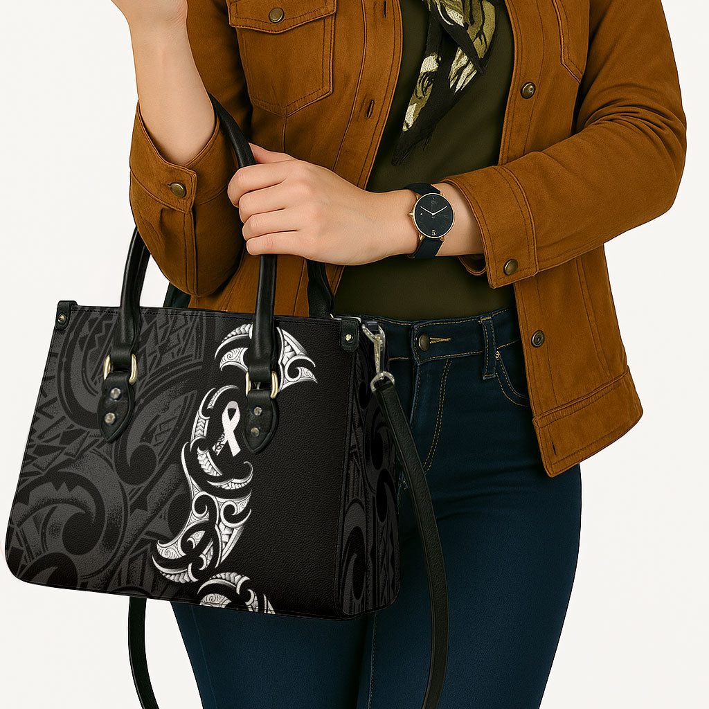 White Ribbon Day New Zealand Leather Bag Aotearoa Maori Pattern LT14 - Polynesian Pride