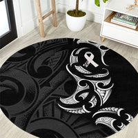 White Ribbon Day New Zealand Round Carpet Aotearoa Maori Pattern LT14 Black - Polynesian Pride