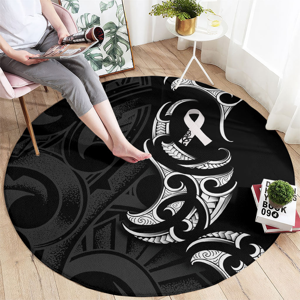 White Ribbon Day New Zealand Round Carpet Aotearoa Maori Pattern LT14 - Polynesian Pride