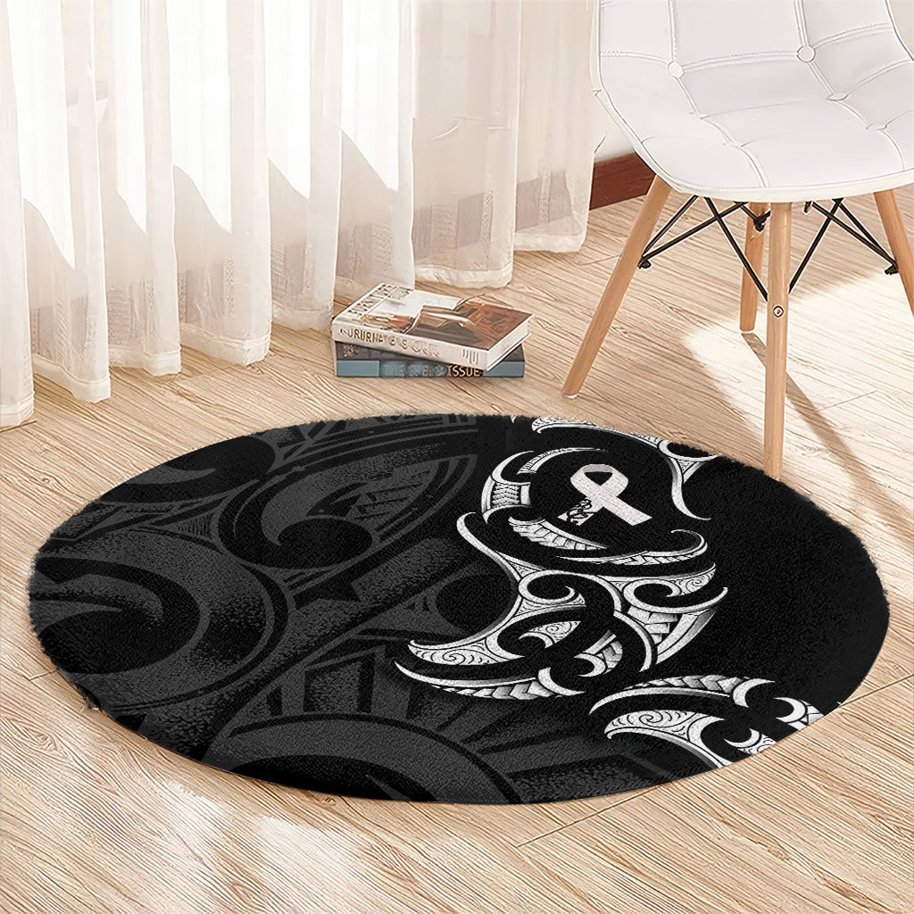 White Ribbon Day New Zealand Round Carpet Aotearoa Maori Pattern LT14 - Polynesian Pride
