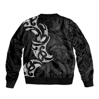 White Ribbon Day New Zealand Sleeve Zip Bomber Jacket Aotearoa Maori Pattern LT14 - Polynesian Pride