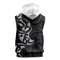 White Ribbon Day New Zealand Sleeveless Hoodie Aotearoa Maori Pattern LT14 - Polynesian Pride