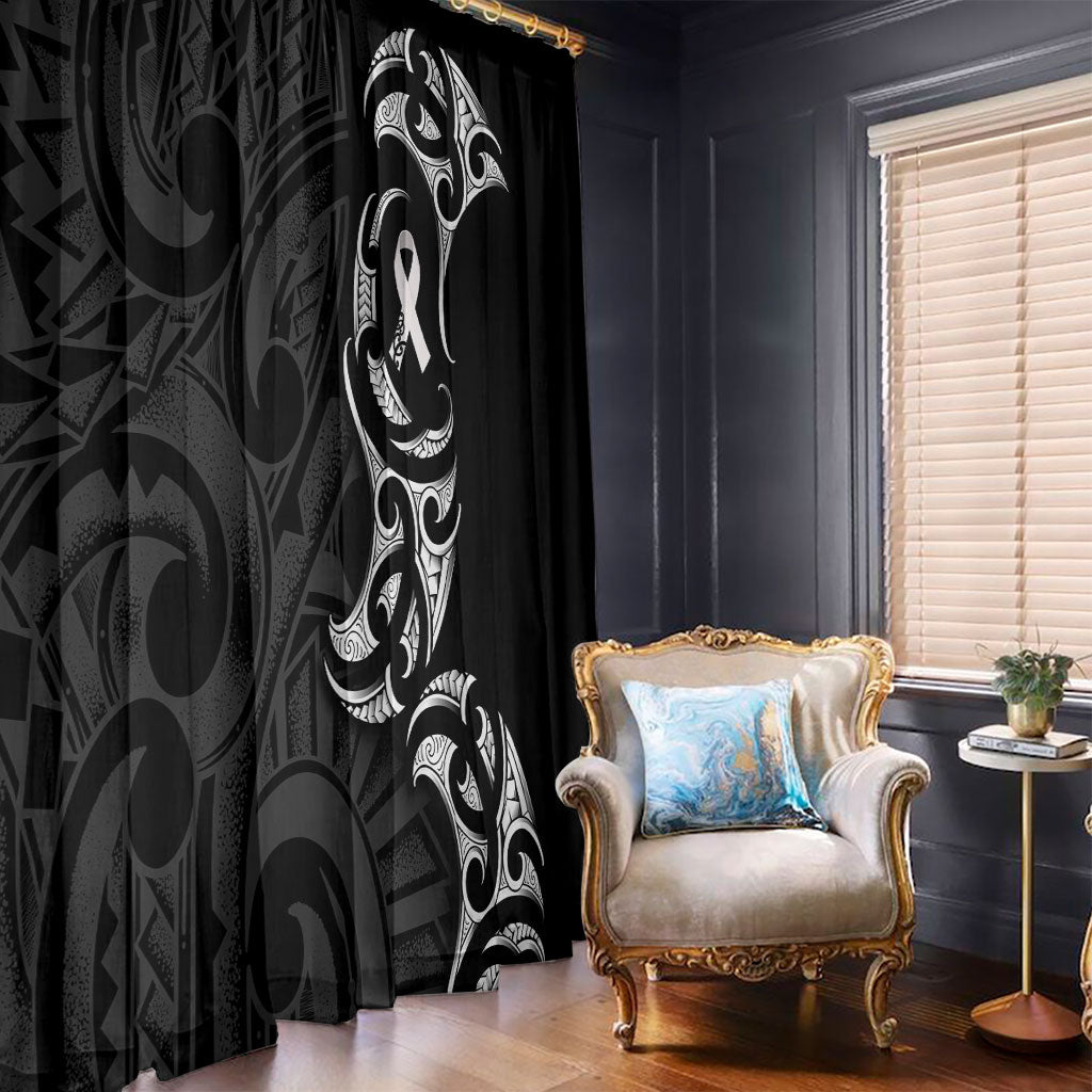 White Ribbon Day New Zealand Window Curtain Aotearoa Maori Pattern LT14 - Polynesian Pride