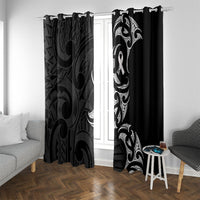 White Ribbon Day New Zealand Window Curtain Aotearoa Maori Pattern LT14 With Grommets Black - Polynesian Pride