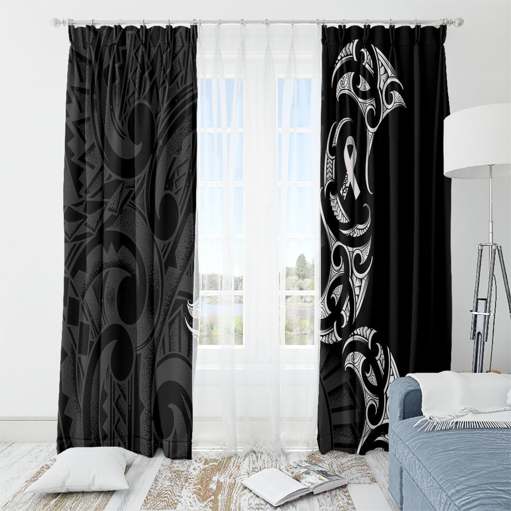White Ribbon Day New Zealand Window Curtain Aotearoa Maori Pattern LT14 - Polynesian Pride