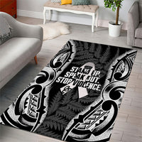 White Ribbon Day New Zealand Area Rug Respect Women Maori Pattern Black LT14 - Polynesian Pride
