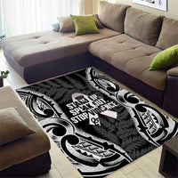 White Ribbon Day New Zealand Area Rug Respect Women Maori Pattern Black LT14 - Polynesian Pride