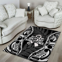 White Ribbon Day New Zealand Area Rug Respect Women Maori Pattern Black LT14 - Polynesian Pride