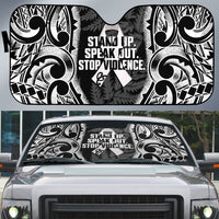 White Ribbon Day New Zealand Auto Sun Shade Respect Women Maori Pattern Black LT14 Black - Polynesian Pride