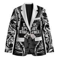 White Ribbon Day New Zealand Blazer Respect Women Maori Pattern Black LT14 Unisex Black - Polynesian Pride