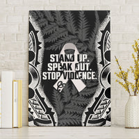 White Ribbon Day New Zealand Canvas Wall Art Respect Women Maori Pattern Black LT14 Without Frame Black - Polynesian Pride